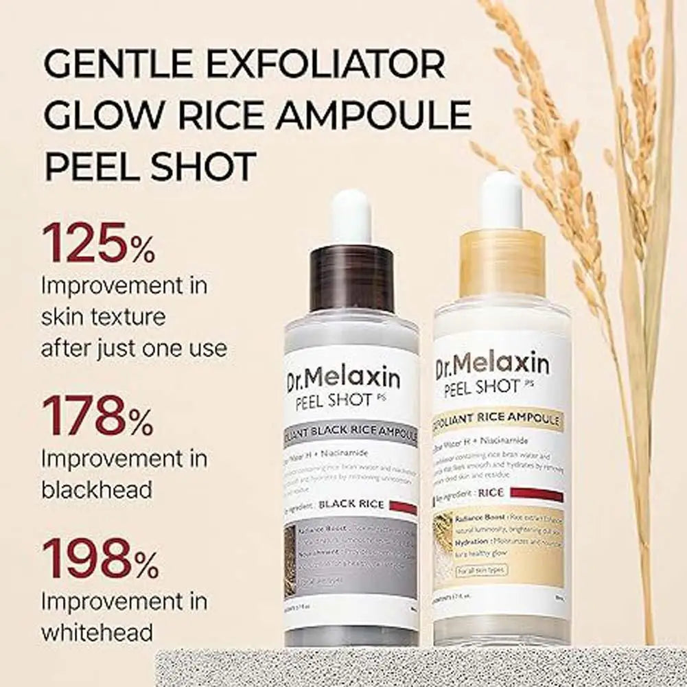 Dr. Melaxin Rice White and Black Soften Serum Peel Shot Moisturizing Exfoliating Essence Gentle Exfoliation Korean Skin Care