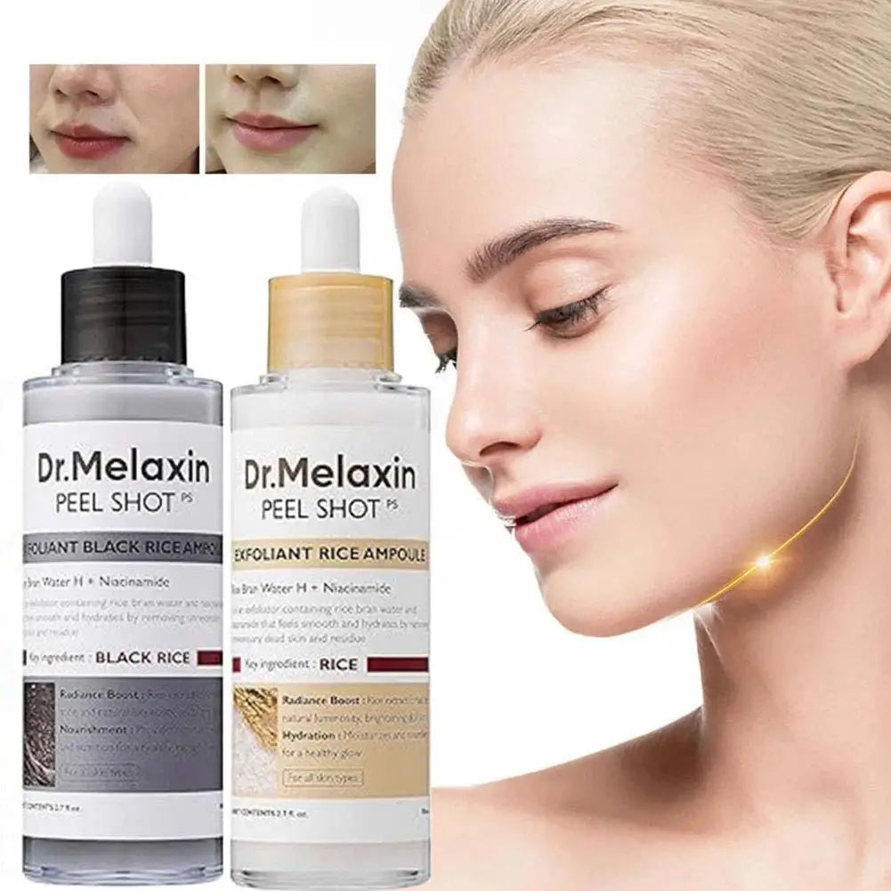 Dr. Melaxin Rice White and Black Soften Serum Peel Shot Moisturizing Exfoliating Essence Gentle Exfoliation Korean Skin Care